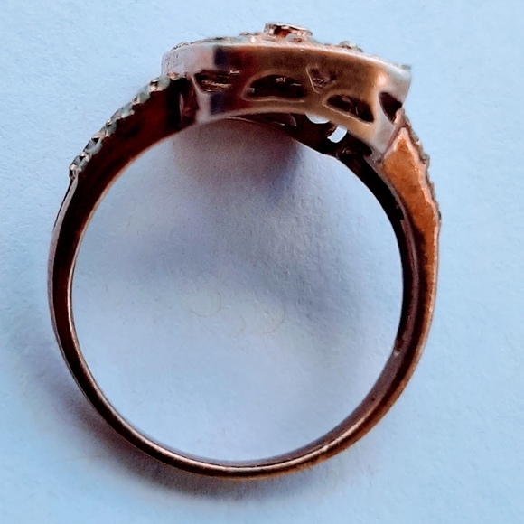 925 Sterling Silver Rose Color Multiple Diamond Cluster Ring Size 8 - Picture 2 of 5